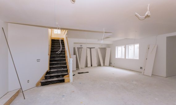 Room interior with drywall installed new house for the under construction